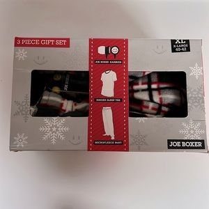 3 Piece Joe Boxer MicroFleece Pants Ringer Sleep Tee and Ear buds size XL 40-42